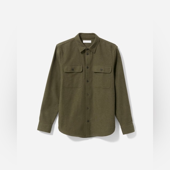 Everlane Mens The Heavyweight Overshirt Uniform Long Sleeve Heathered Green M - Picture 11 of 15